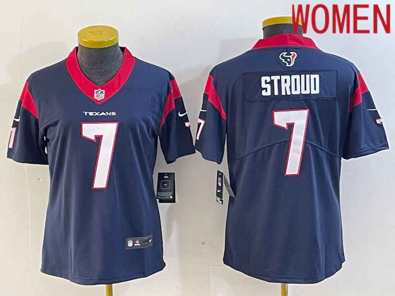Women Houston Texans 7 Stroud Blue New Nike Vapor Untouchable Limited NFL Jersey